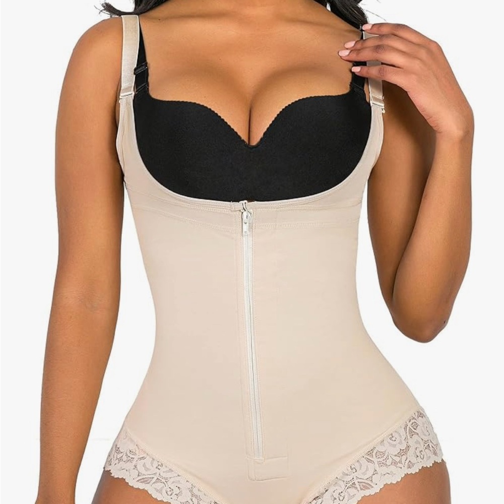 Cream Shapewear Bodysuit with Adjustable Straps
